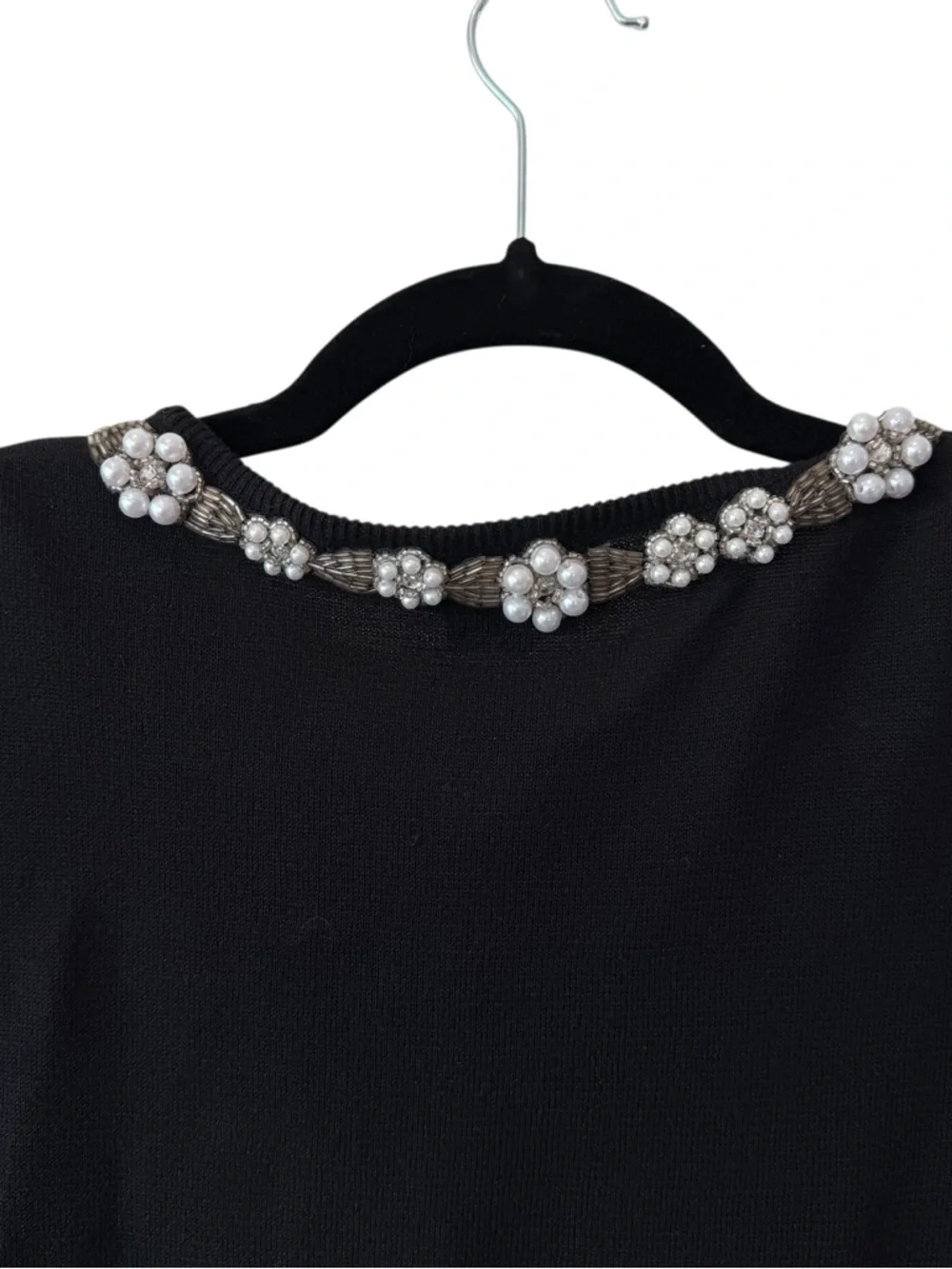 Vintage Berek Takako Sakon Cropped Black Cardigan with Pearls And Sequins Trim - Picture 13 of 16